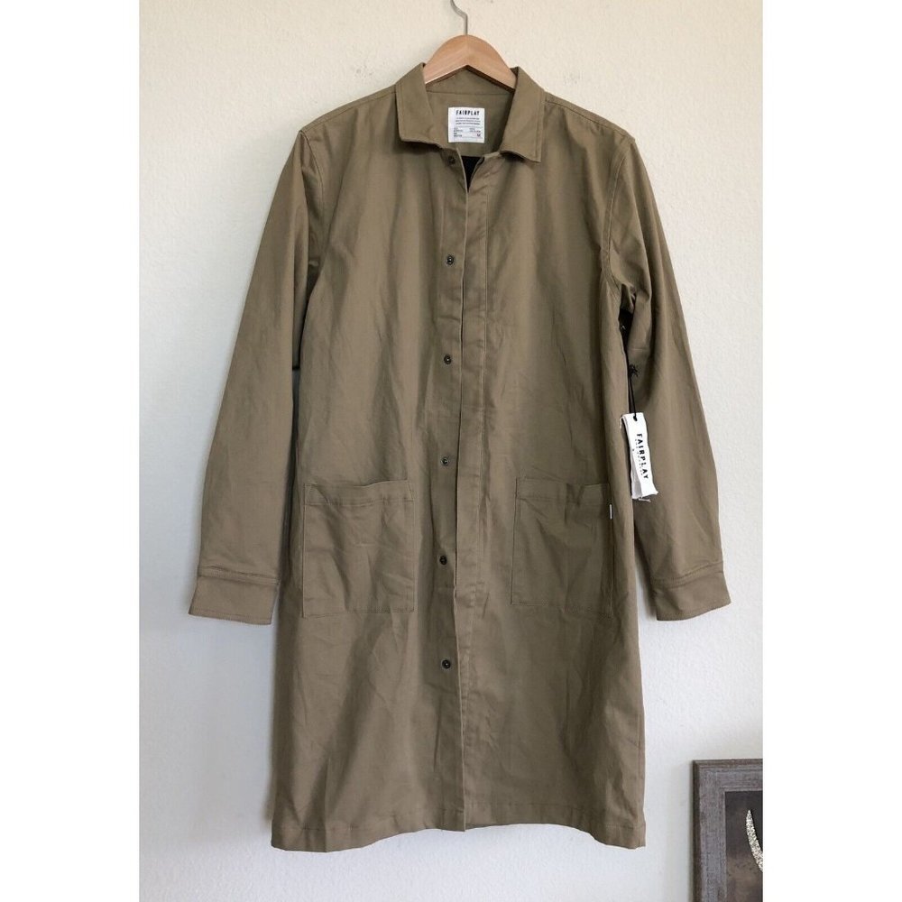NWT FAIRPLAY Los Angeles The Lyndon Trench Coat Jacket Khaki